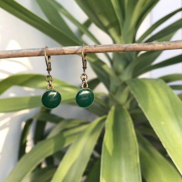 boucles d'oreilles émail vert Péquelettes