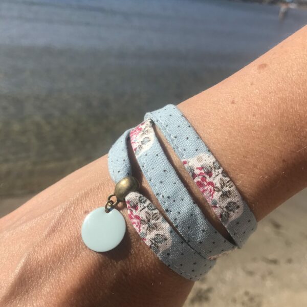 Bracelet textile, bracelet liberty bleu