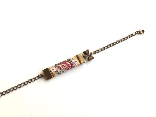 bracelet femme tissu liberty métal gourmette