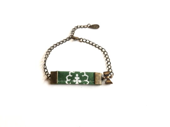 Bracelet liberty chaine metal noeud vert