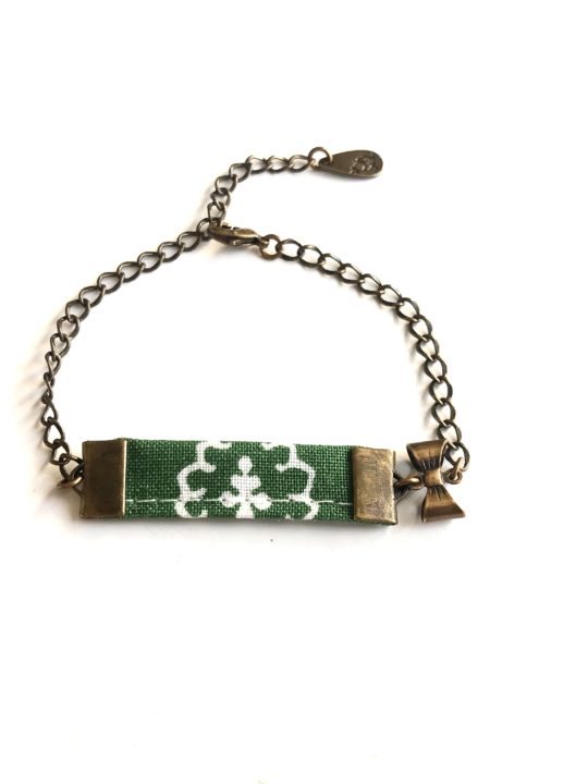 Bracelet liberty chaine metal noeud vert
