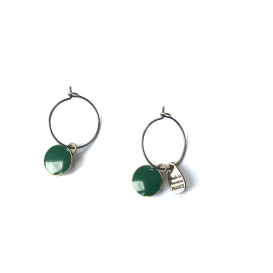 Boucles d'oreilles créoles émail vert