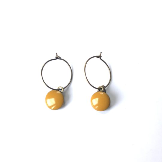 boucles d'oreilles émail jaune