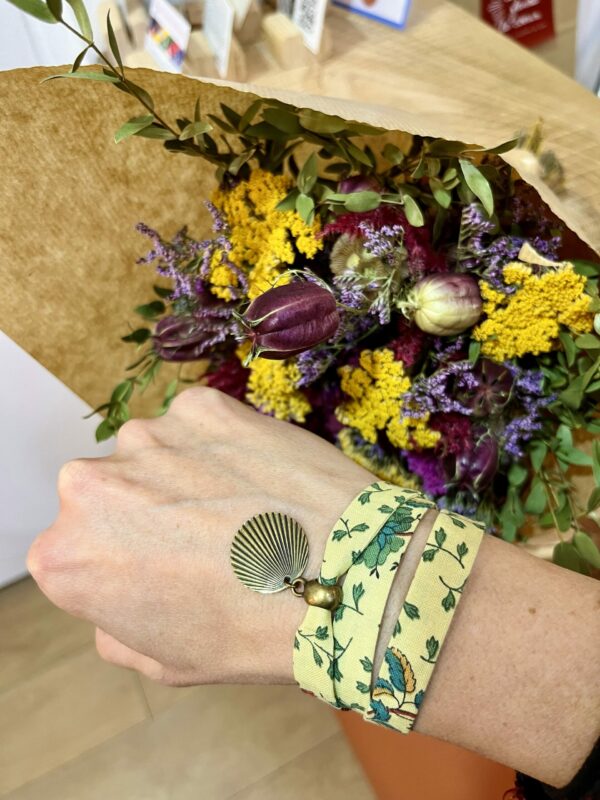 Bracelet tissu provençal vert